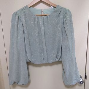 💕3 FOR $30-Blu Pepper, Size S Long Sleeve Turquoise thin Gold Stripes Blouse 💕